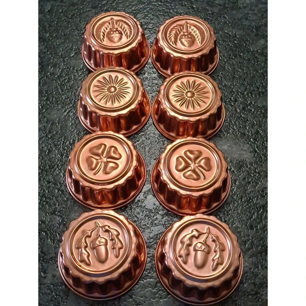 Vintage Jello Mold (2 Sets of 4) Copper Color Aluminum Cake Tart Molds